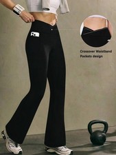 2 PACK LADIES BOOTLEG TROUSERS WOMENS BOOTCUT STRETCH FINELY RIBBED WORK BOTTOMS