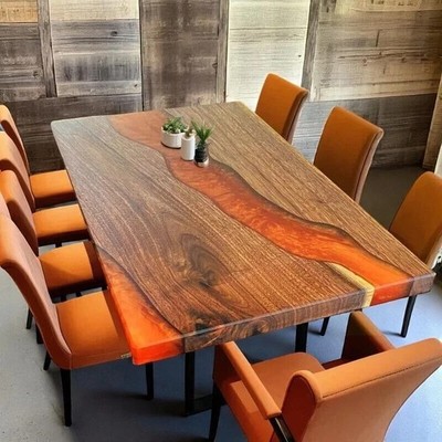 60'' x 36'' Epoxy Table Top | Live Edge River Table | Dining, Office, Table top