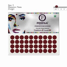 PERPAA Beauty Round Kumkum Bindi for women - Size 3 Diameter 9 mm Pack of 2