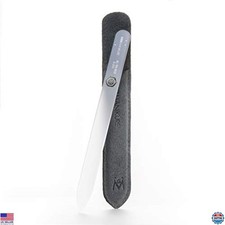 Glass Nail File with Suede Sleeve - Professional Crystal Tool for Smooth Shaping