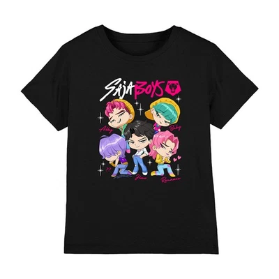 NETFLIX Kpop Demon Hunters - Saja Boys Chibi Poster Kinder T-Shirt, schwarz