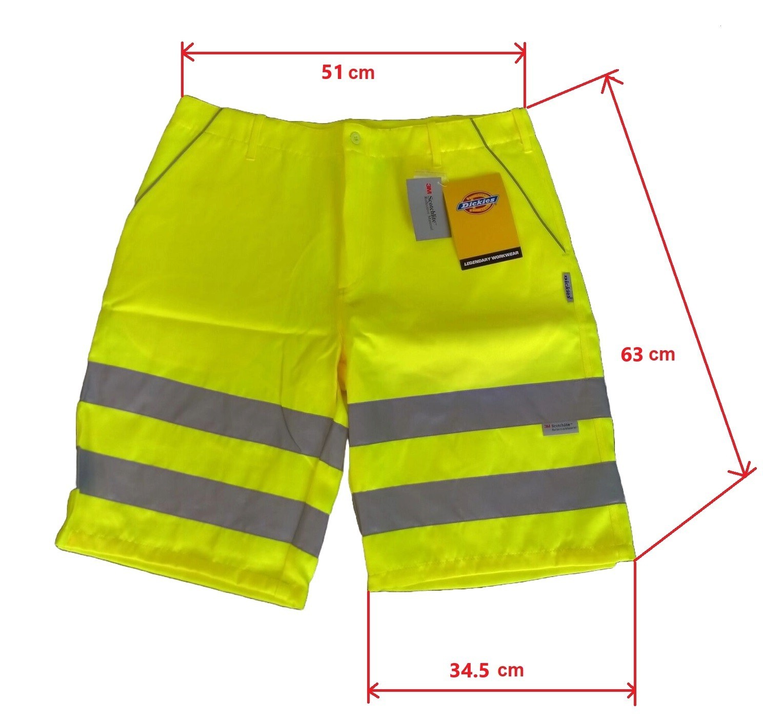DICKIES Shorts XL Hi Vis Work Pants HiVis Industrial Safety Cargo Shorts Pockets
