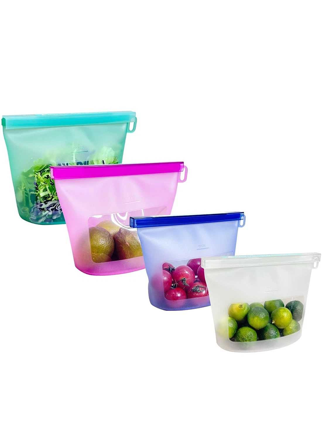 Reusable Silicone Food Storage Bags (Set of 4), Dishwasher Oven Microwave Fre...