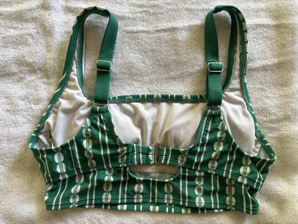 Top de bikini Kona Sol para mujer verde y blanco estampado global largo talla M Foto 2 de 4