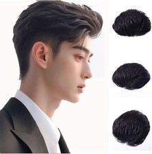Soft Natural Topper Human Hair Clip in Replacement  Pieces Wig Toupee For Men
