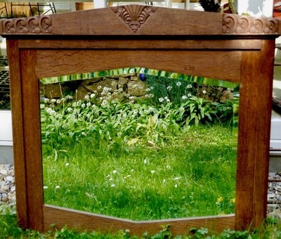 Spiegel (antik, Massivholz, geschliffenes Glas)