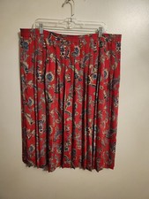 Vintage 90s Alfred Dunner Red Paisley Pleated Maxi Skirt 24W 3X Plus