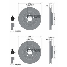 2x TEXTAR BREMSSCHEIBEN 320mm INNENBELÜFTET HINTEN passend für MERCEDES-BENZ SL