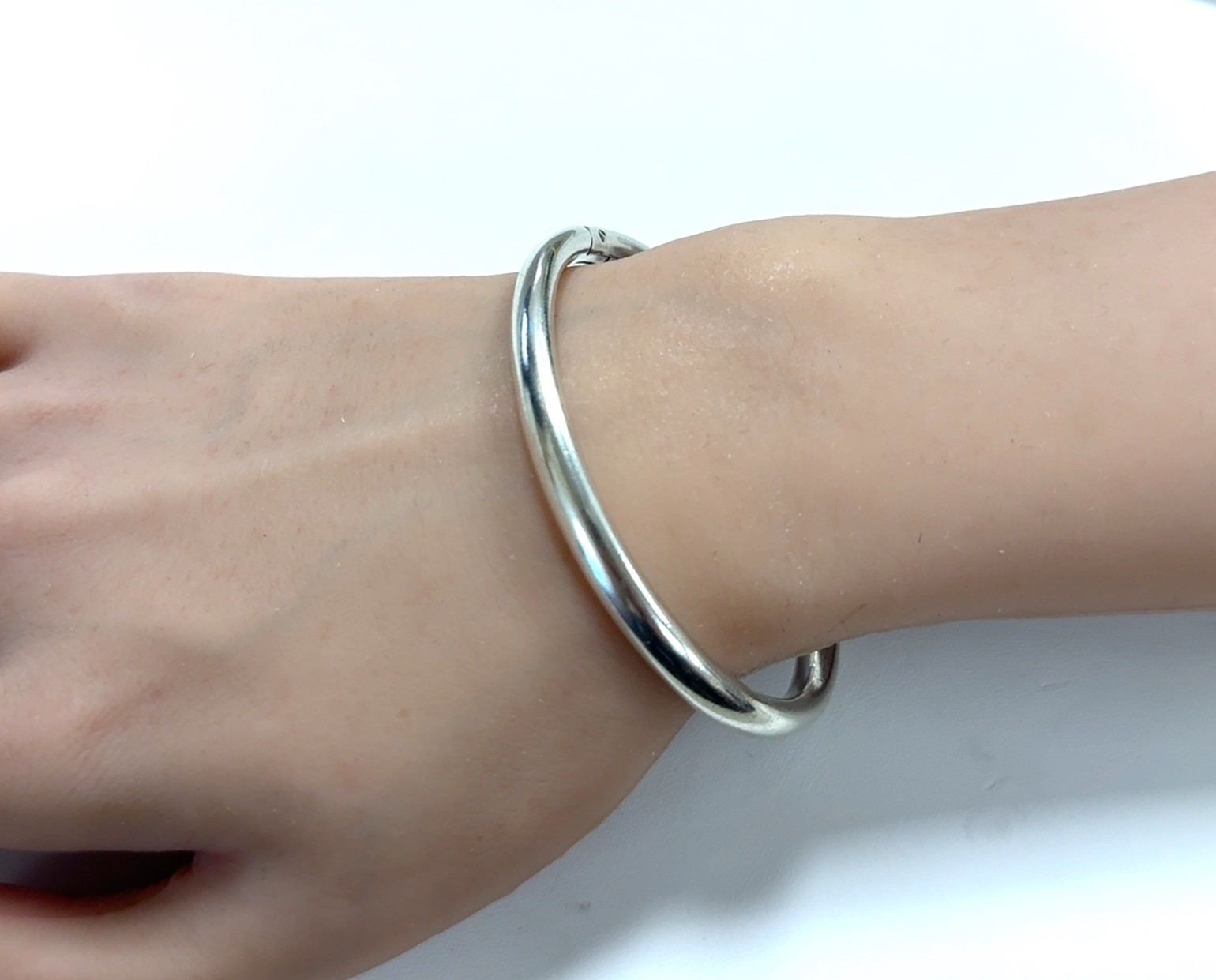 6.75” Solid 900 Silver Hinged Bangle Bracelet 37.… - image 5