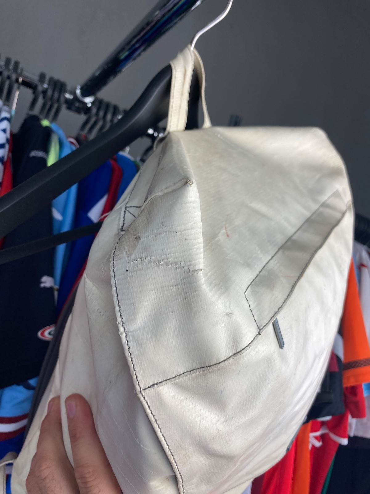 RARE* FREITAG R521 COOLIDGE GRAY ( IVORY?) RECYCLED BACKPACK BAG image 10