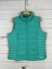 Lands End Puffer Vest Womens Large 14-16 Teal Down Insulated Zip Up Outerwear