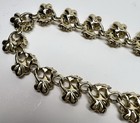 Vintage Gold Tone Linked Floral And Leaf Design Golden AB Rhinestones Necklace — photo 8