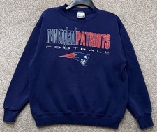 Vintage 90s NFL Mens Sz Medium Blue New England Patriots Crewneck Sweatshirt USA