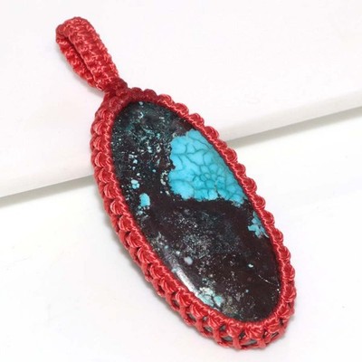 Macrame Thread Turquoise Pendant 2.2'' Most Loved Gift Limited Stock Deal JW