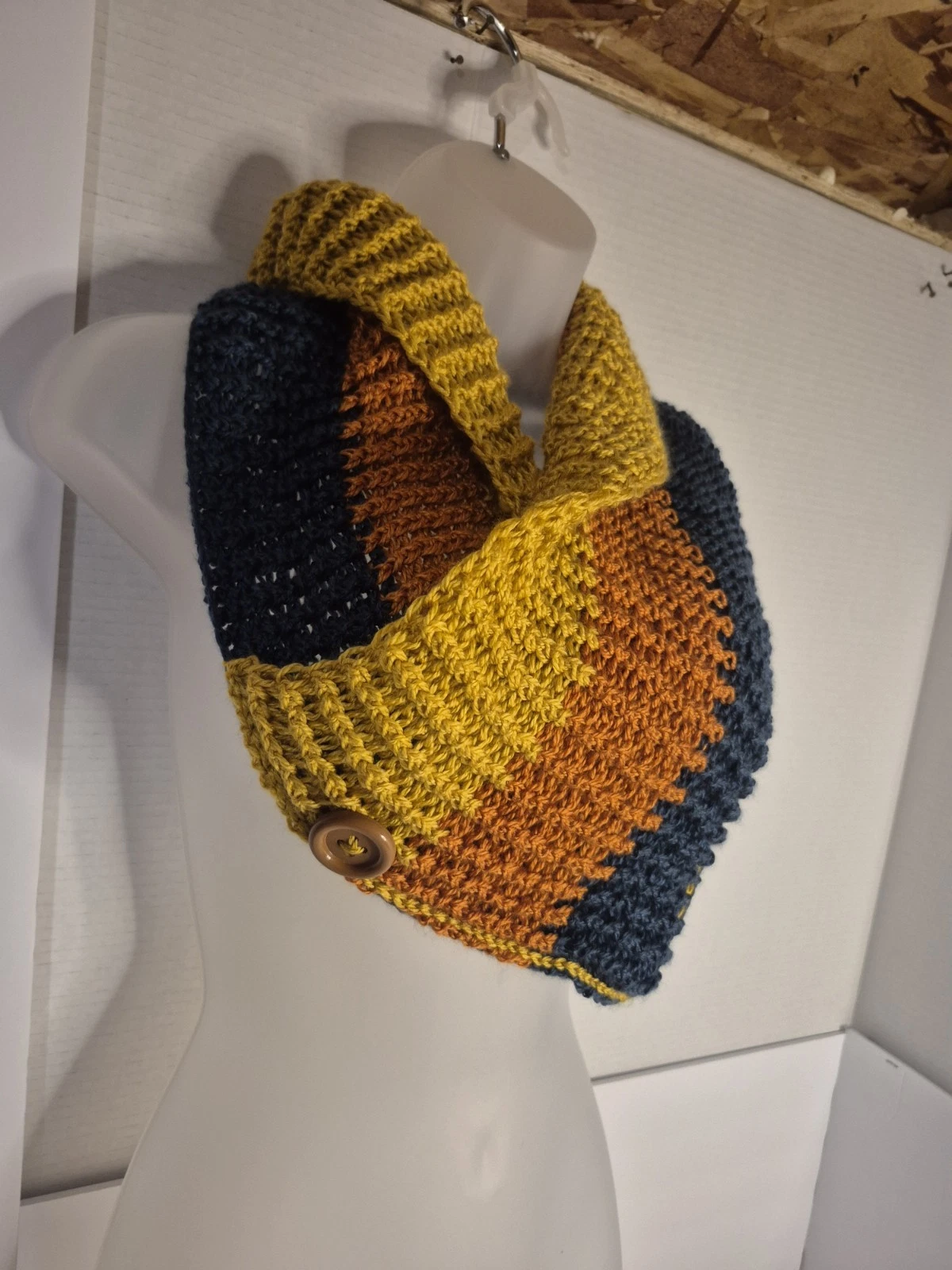 Womens Crochet Handmade Neck Warmer Cowl Button Detail Fashion Accessory
