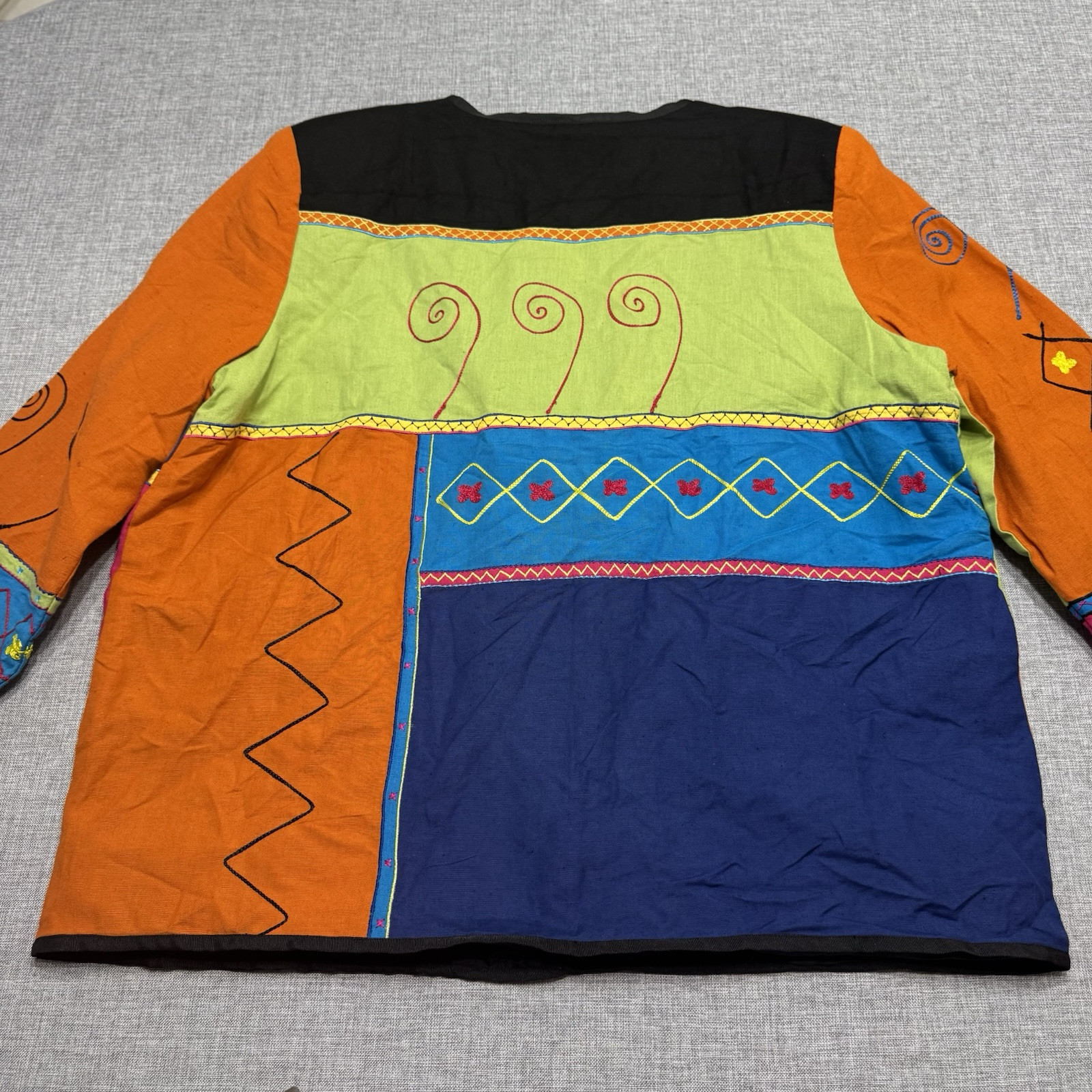 Indigo Moon Jacket Large Color Block Patchwork Ab… - image 13