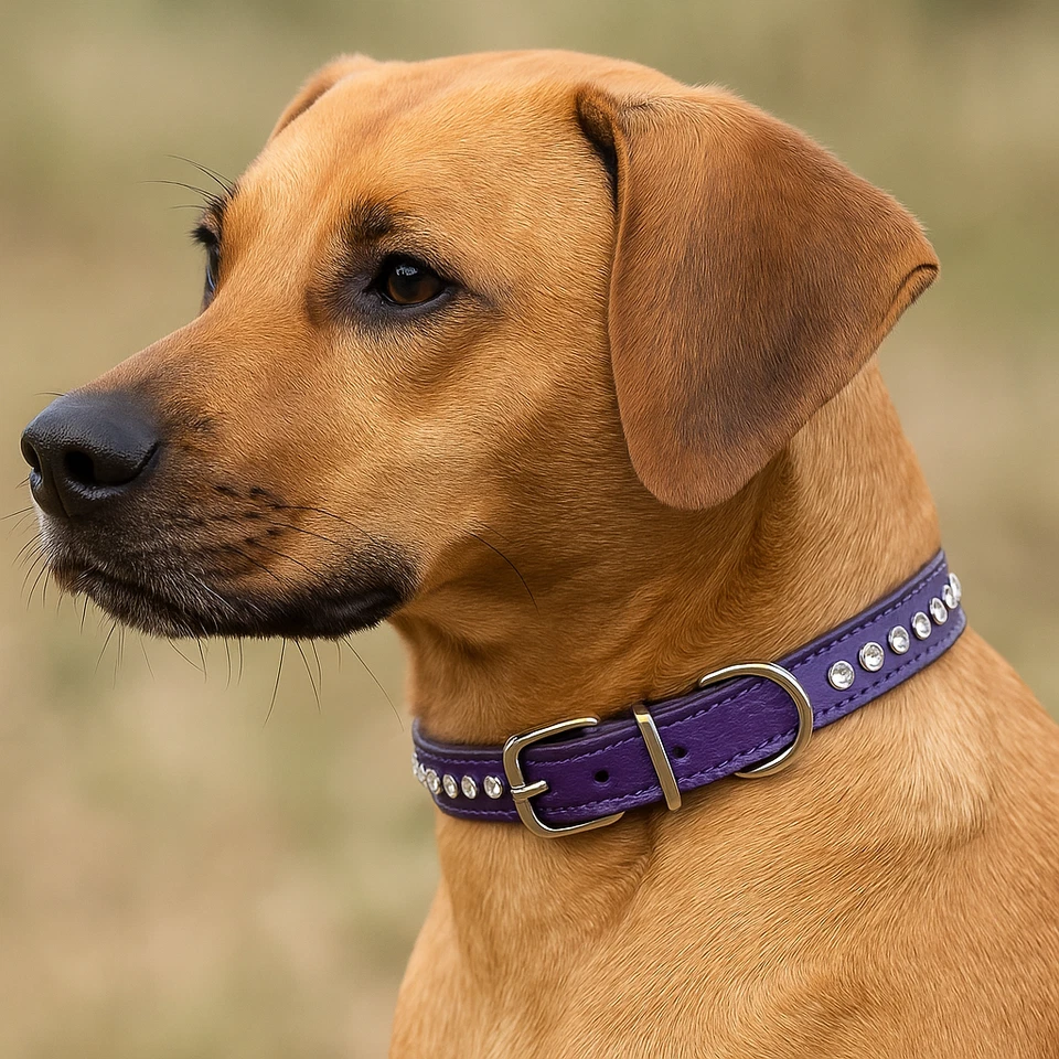 Collar de cristal de cuero OmniPet Signature hecho en EE. UU. diamantes pedrería perros pequeños Foto 2 de 4