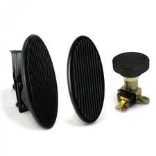 Black Billet Floor Mount Gas Pedal, Sm Oval Brake/Clutch Pedal & Dimmer Pad