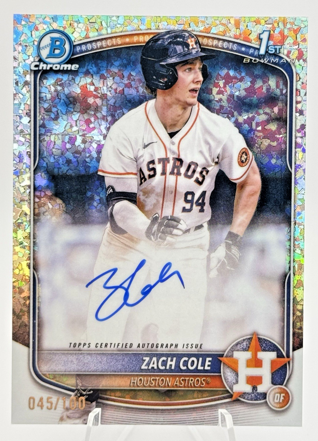 Zach Cole 2025 Bowman Chrome 1st Auto #CPA-ZC Mini Diamond /100