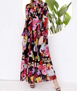 long sleeve boho maxi dress plus size