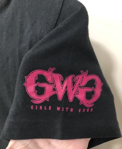 NWT GIRLS WITH GUNS Womens Western Short Sleeve Shirt Top Black & Hot Pink L - Picture 4 of 14