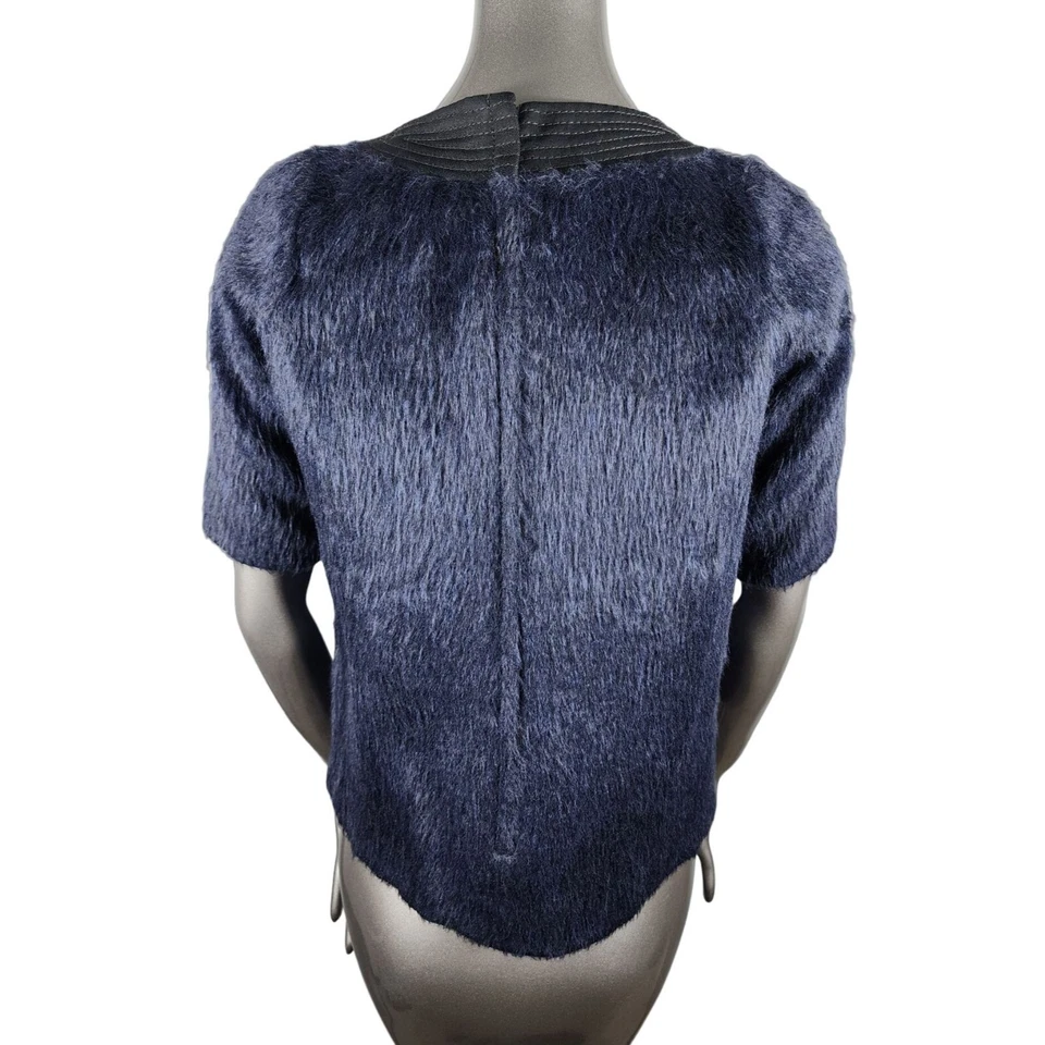 Suéter Top MARC JACOBS Piel Sintética Azul Alpaca Negro Acolchado Manga Corta 0 Foto 4 de 4