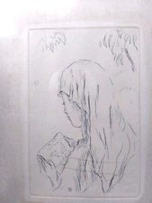 Pierre Bonnard Etching "Jeune Fille Lisant" Original Frame + COA