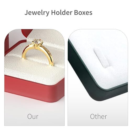 Premium Leather Ring Box with Velvet Interior, Engagement/Wedding Ring Gift red - Picture 5 of 6