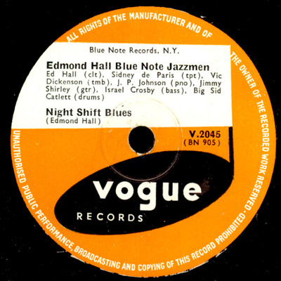 EDMOND HALL BLUE NOTE JAZZMEN Night Shift Blues / Royal Garden Blues 78rpm X3358