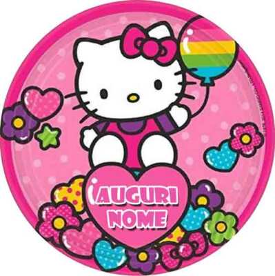 HELLO KITTY Waffel mit NAMEN Tortendeko Hostie Zucker zum Geburtstag
