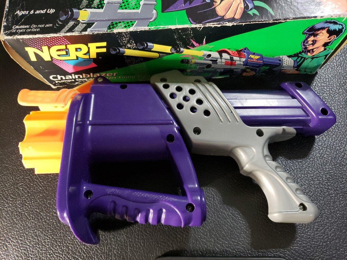 Original 1994 Nerf Chainblazer Blaster with box - no decals or