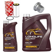 MotoröL Filter Set Mannol 5W30 API SN 6 Liter + Schraube FüR VW Passat Jetta 2.0