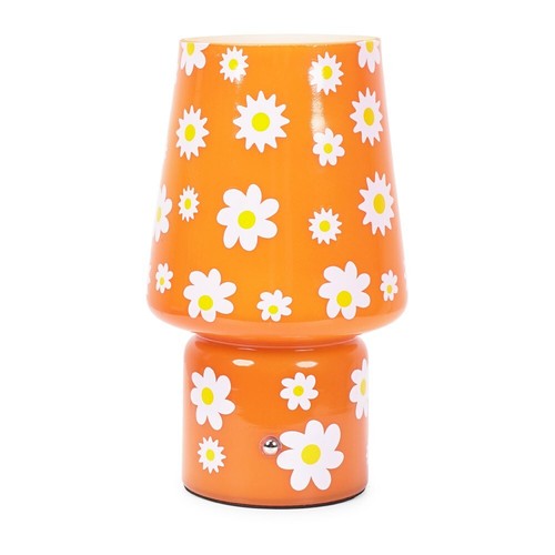 Retro Orange Flower Rechargeable LED Portable Table Lamp Cordless Glass Light - Picture 1 of 9
