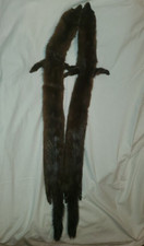 Vintage 50s Brown Mink Fur Pelt Animal neck wrap scarf Taxidermy