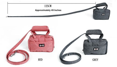 Dog Purse Leash Bag with Poop Bag Dispenser Front Pocket and Center Zipper Pocke - Imagen 3 de 11