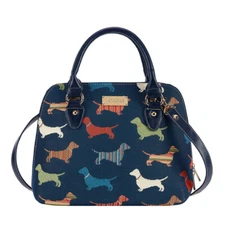 Signare Tapestry Hand Shoulder Crossbody Bag For Woman Dachshund Dog Design