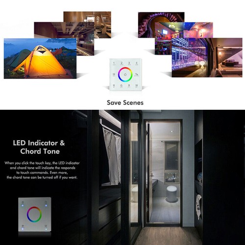 Panel táctil LED controlador atenuador montaje en pared para tiras LED DIM/CCT/RGB/RGBW - Imagen 5 de 27
