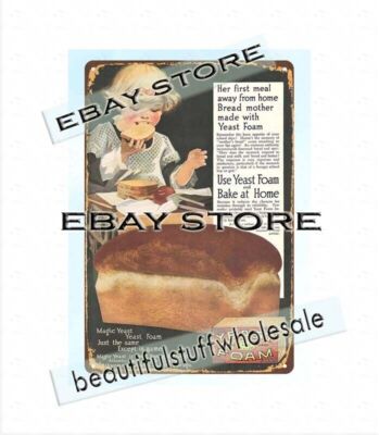 1917 YEAST FOAM baking kitchen food bakery breads metal tin sign beautiful