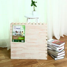1/2'' Thick Set Interlocking Floor Mat 96 Sq Ft Wood Grain Flooring Tiles Decor