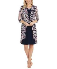 R  M Richards Women's 2-Pc. Printed Jacket  Necklace Dress Set SZ 6P 10P 1297P