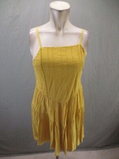 NWT Wild Fable Size XS Women Mustard Cotton Blend Ruched Back Short Sundress 670