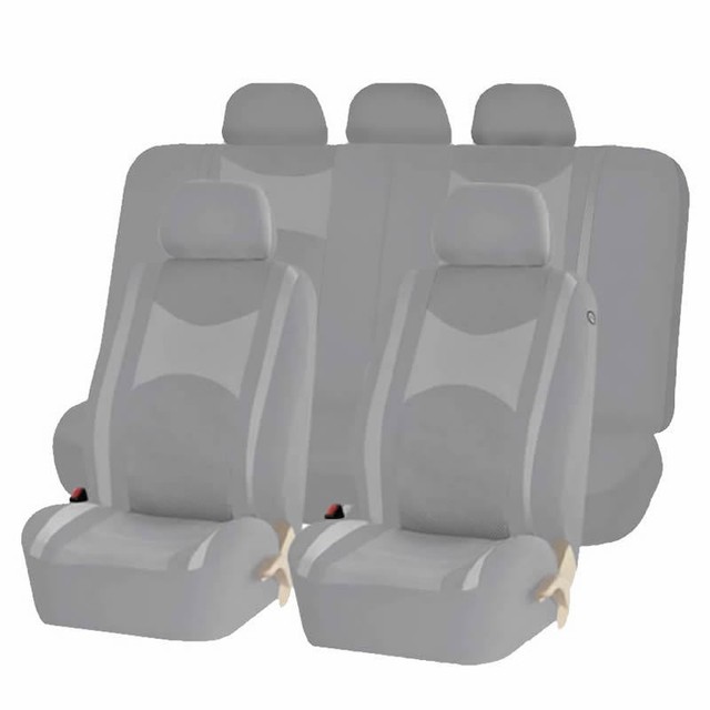 All Gray Honeycomb Mesh Split Bench Seat Covers Set For Vans 1240