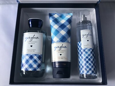 BATH AND BODY WORKS GIFT BOX SET GINGHAM BODY MIST SHOWER