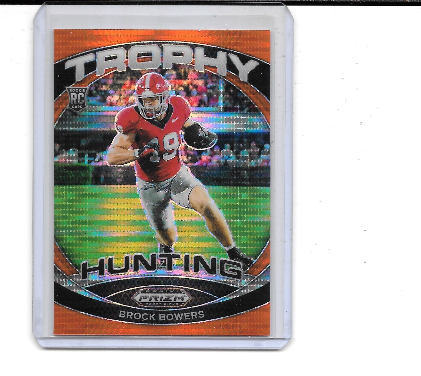 2024 PRIZM DRAFT BROCK BOWERS RC TROPHY HUNTING ORANGE PULSAR PRIZM # 12/49