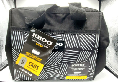 Igloo Black Striped Print Essentials Leftover Lunch Bag & Pack In Food Container