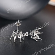 Semi Mount Earring Setting Round 10mm To 11mm Sterling Silver 925 Non-plated