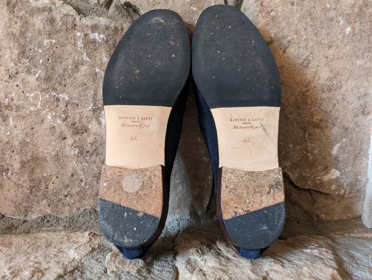 Baudoin and Lange Sagan Tassel Loafers Midnight Blue Suede Size 44 (11 US)