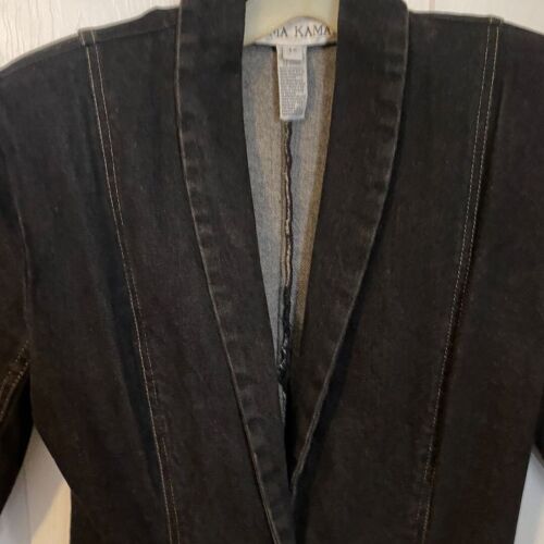 Norma Kamali Vintage Long Black Denim Jacket - Picture 4 of 10