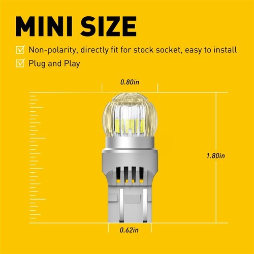 7443 7440 LED Back Up Reverse Light,Brake Bulb Lamp,Xenon White,2800Lumen,6000K - Picture 5 of 11