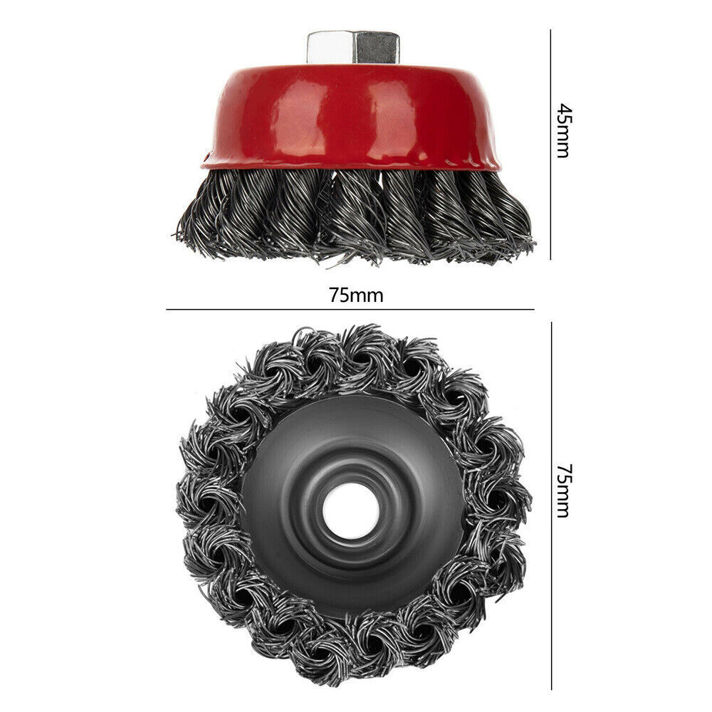 6-teiliges Drahtbürsten-Set Für Winkelschleifer – M14 X 2, 75 Mm Und 100 Mm Topfbürsten Aus